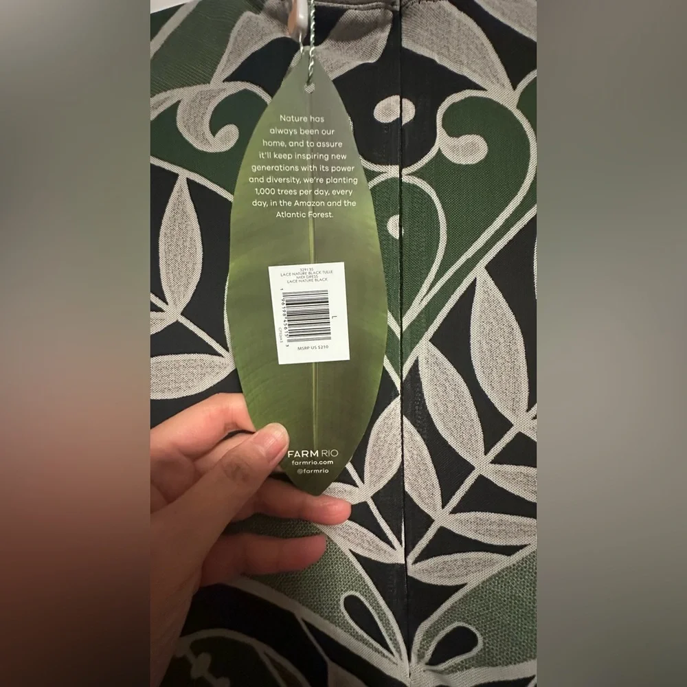 BNWT FARM Rio Green and Black Long Sleeve Dress size Large - Picture 7 of 9